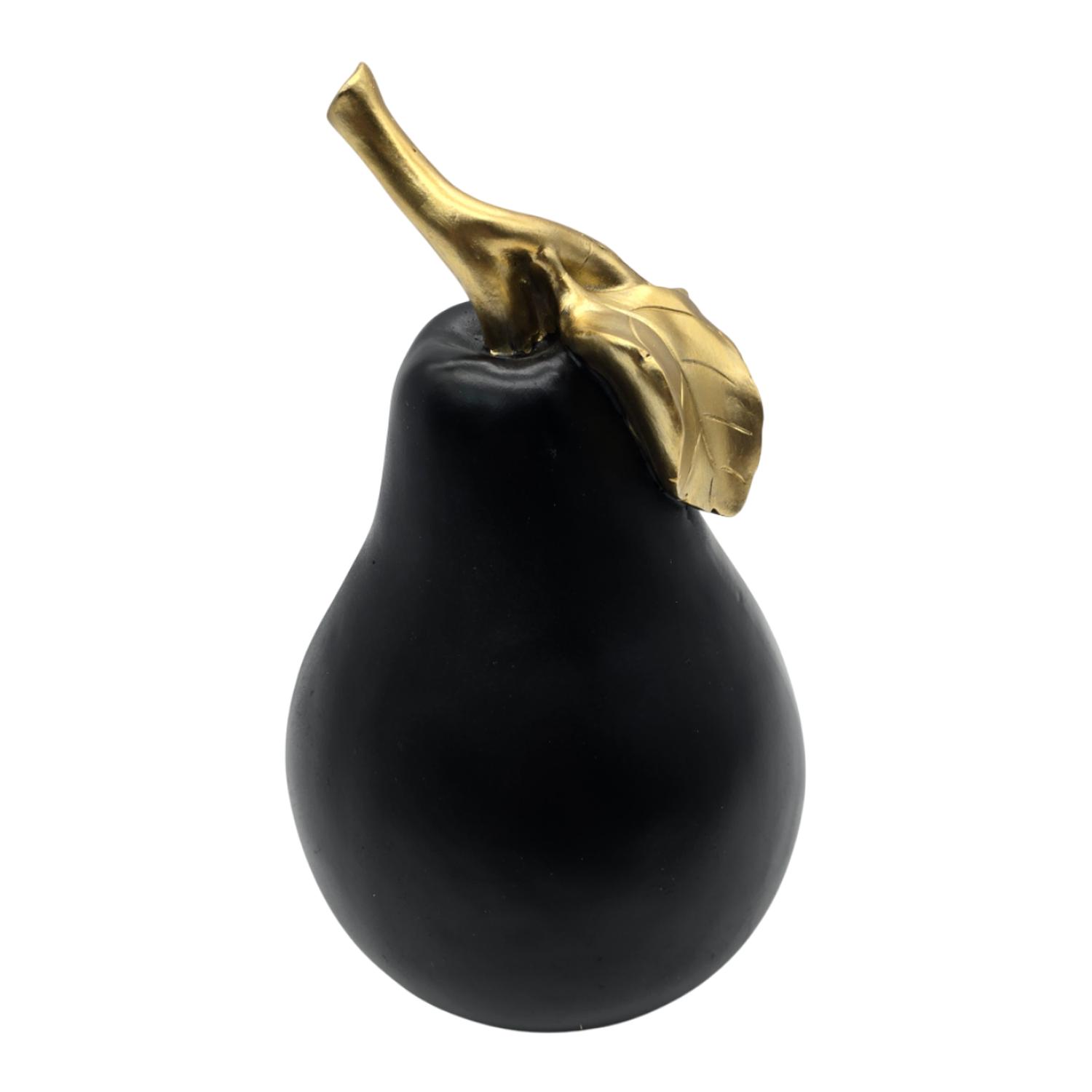 FIGURA ADORNO DE PERA NEGRA DECORATIVA EN RESINA MODERNA - 1