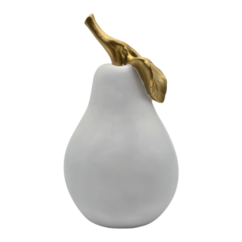 FIGURA ADORNO DE PERA BLANCA DECORATIVA EN RESINA MODERNA - 1