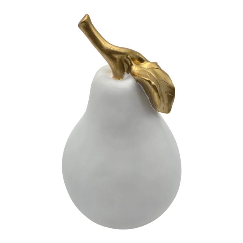 FIGURA ADORNO DE PERA BLANCA DECORATIVA EN RESINA MODERNA - 2