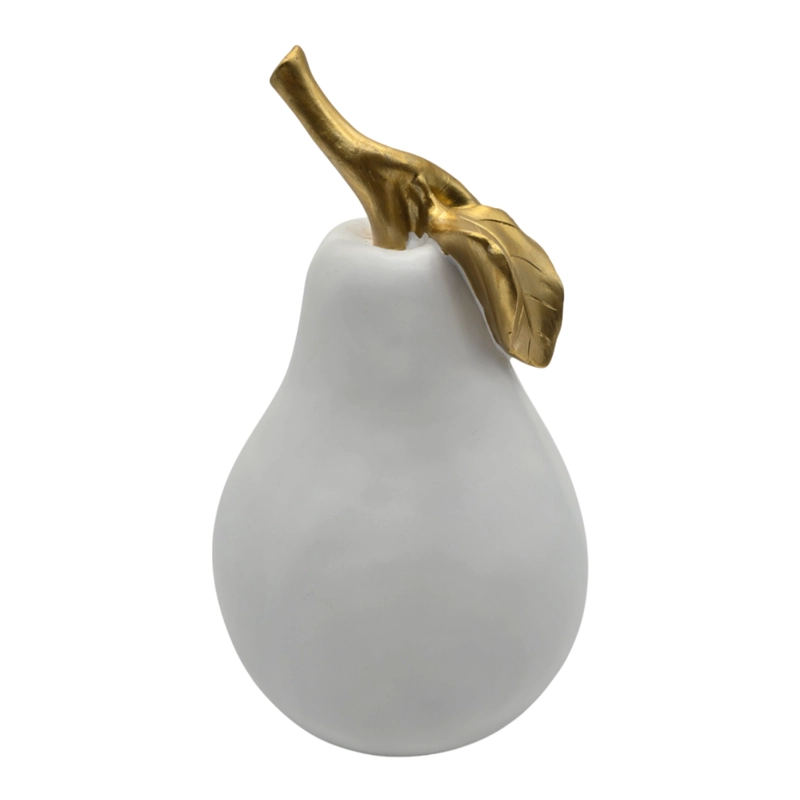 FIGURA ADORNO DE PERA BLANCA DECORATIVA EN RESINA MODERNA - 3
