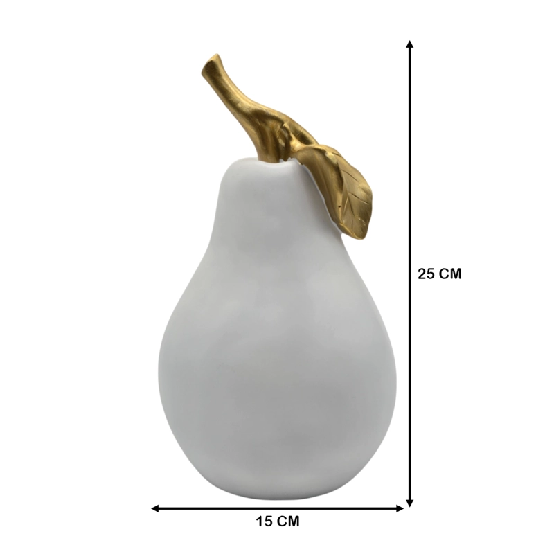 FIGURA ADORNO DE PERA BLANCA DECORATIVA EN RESINA MODERNA - 4