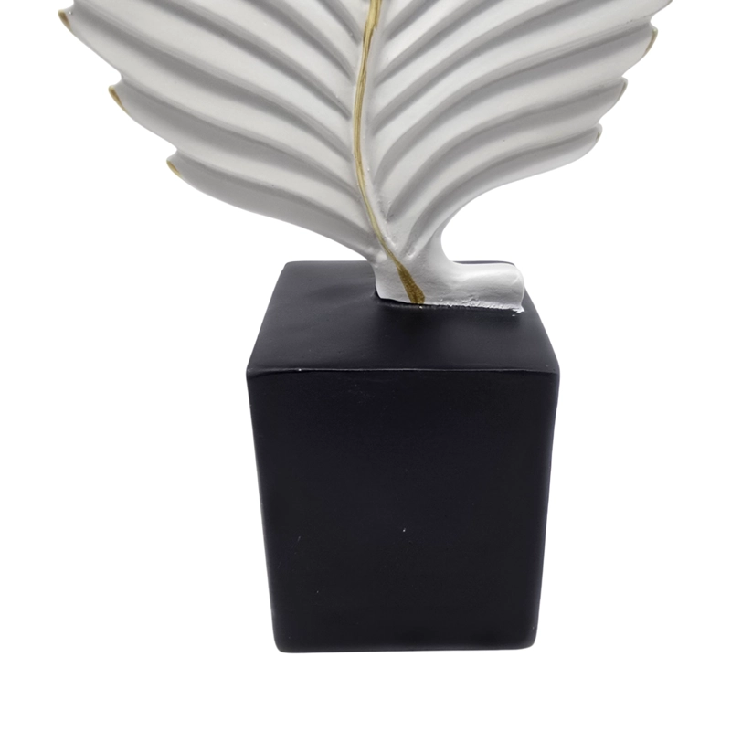 FIGURA ADORNO DE HOJA BLANCA DECORATIVA EN RESINA MODERNA M - 3
