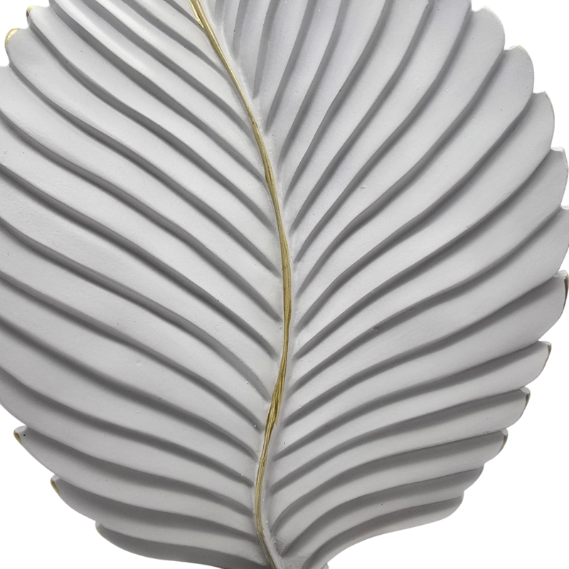 FIGURA ADORNO DE HOJA BLANCA DECORATIVA EN RESINA MODERNA M - 4