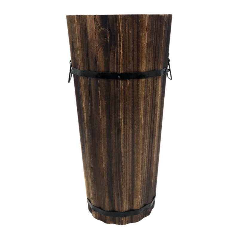 MACETERO DE MADERA TIPO BARRIL ALARGADO JARDIN TERRAZA S - 3