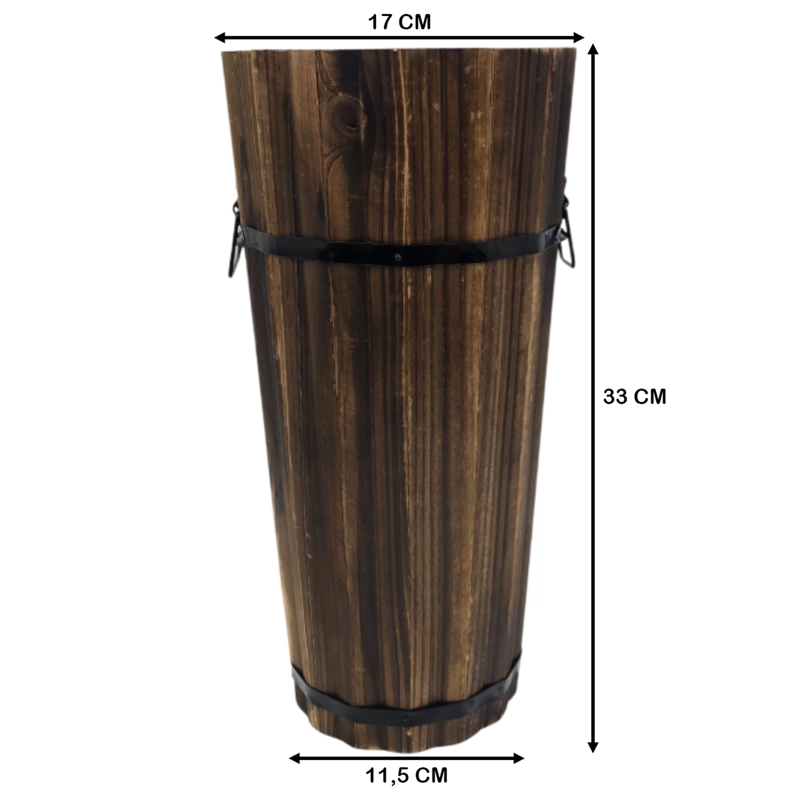 MACETERO DE MADERA TIPO BARRIL ALARGADO JARDIN TERRAZA S - 4