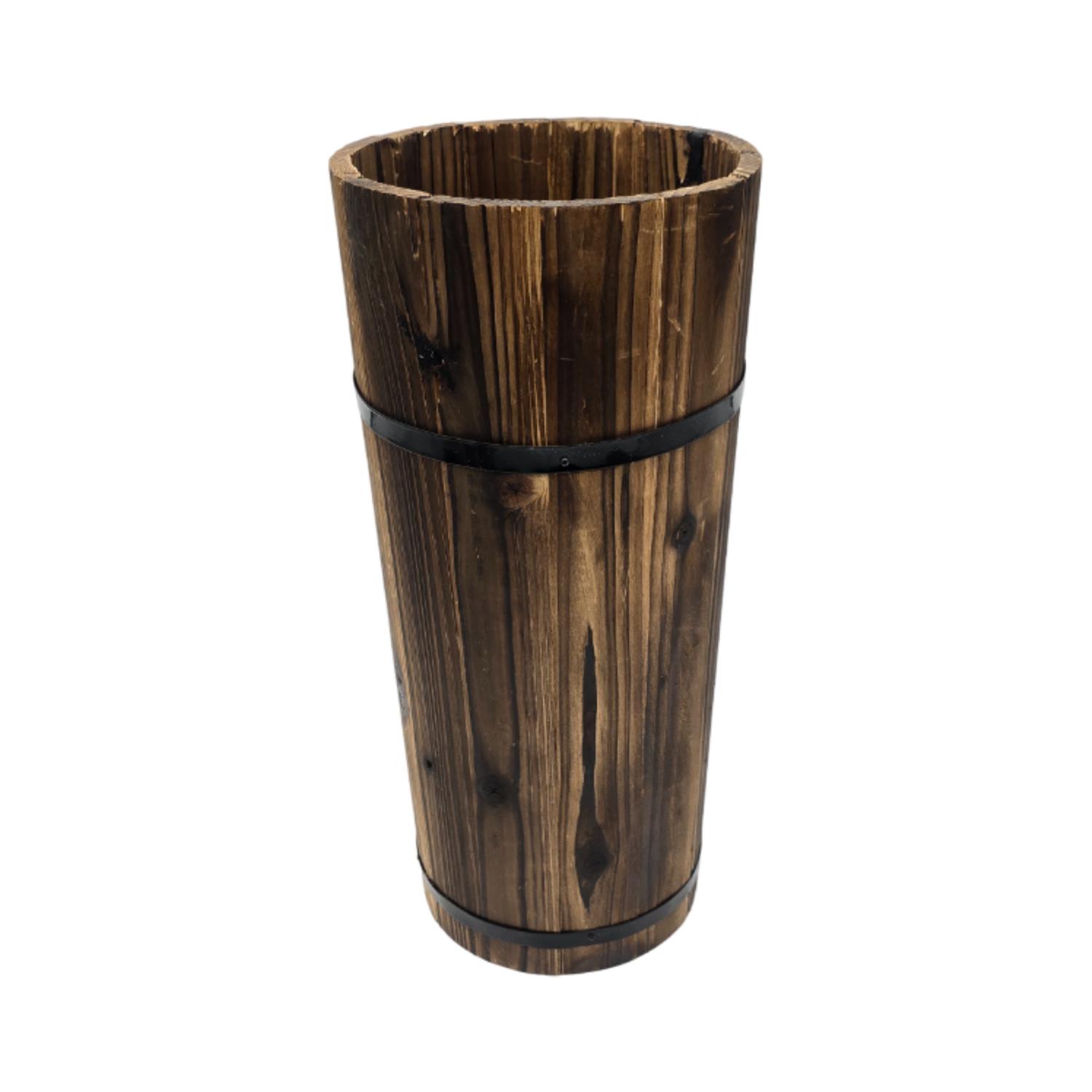 MACETERO DE MADERA TIPO BARRIL LARGO ALTO JARDIN TERRAZA S - 1