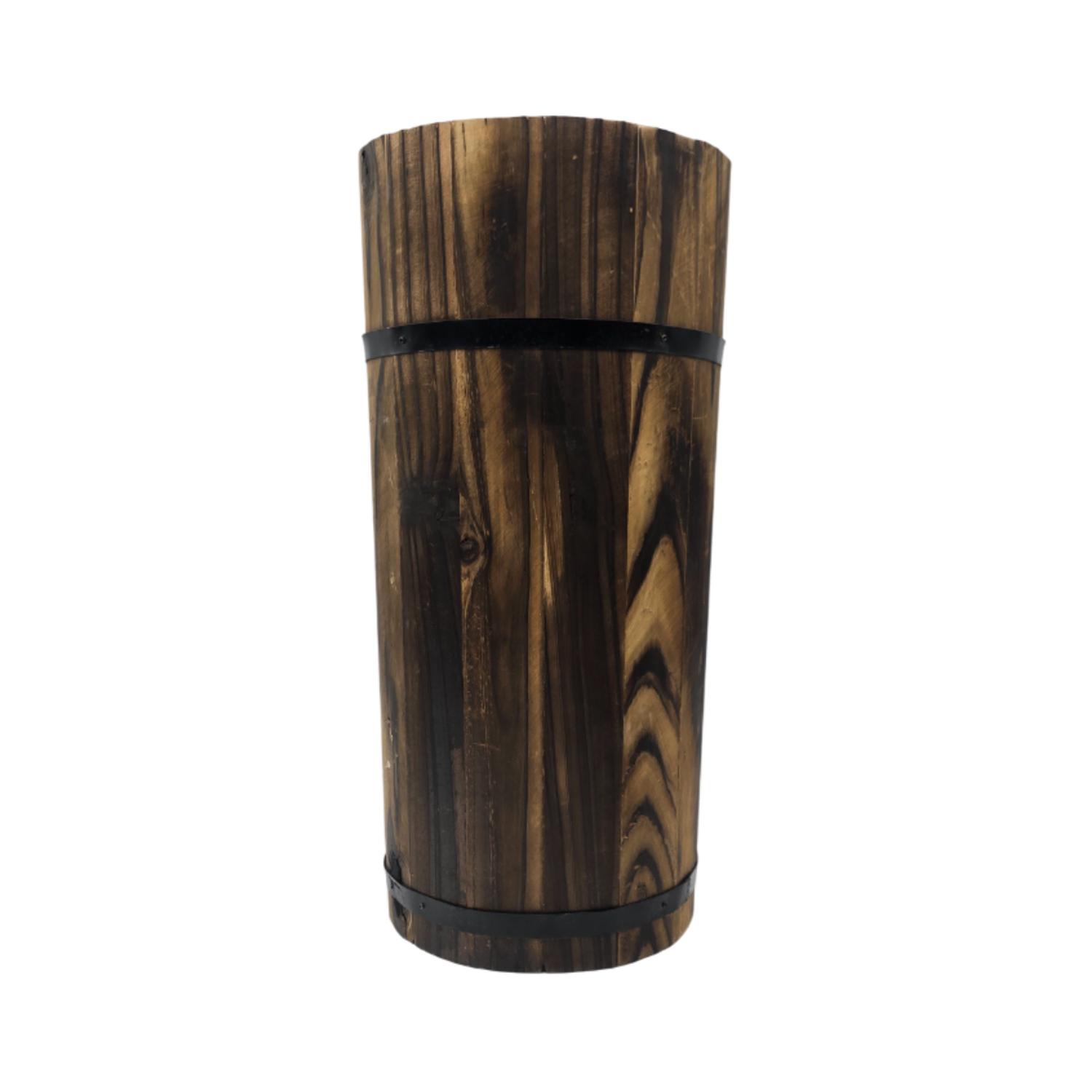 MACETERO DE MADERA TIPO BARRIL LARGO ALTO JARDIN TERRAZA S - 2