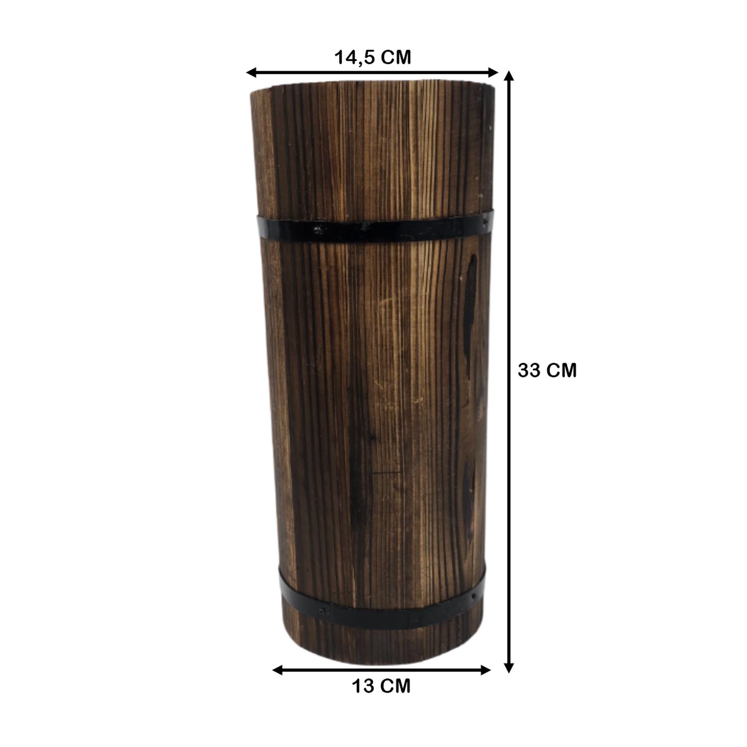 MACETERO DE MADERA TIPO BARRIL LARGO ALTO JARDIN TERRAZA S - 3