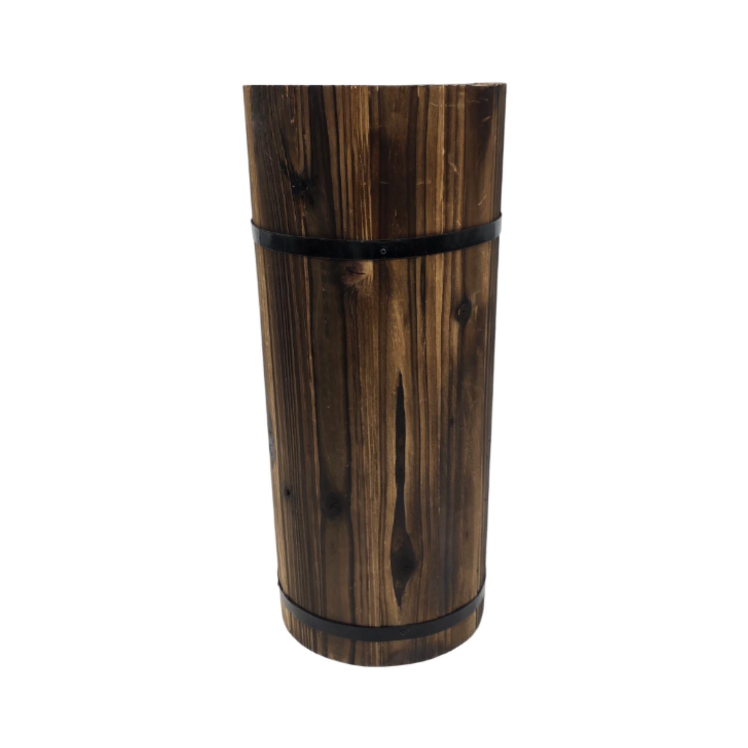 MACETERO DE MADERA TIPO BARRIL LARGO ALTO JARDIN TERRAZA M - 2