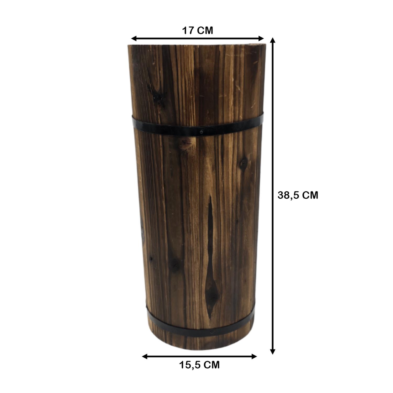 MACETERO DE MADERA TIPO BARRIL LARGO ALTO JARDIN TERRAZA M - 3