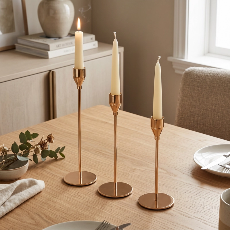 SET 3 CANDELABROS PORTA VELAS DORADO DECORA CENTRO DE MESA - 3