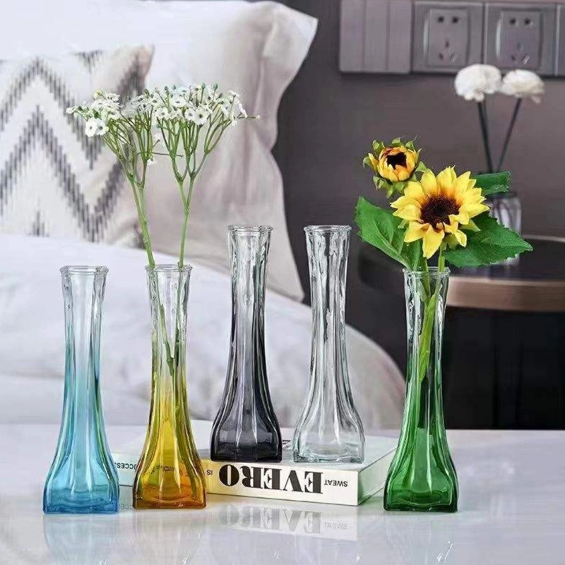 SET 3 FLOREROS DECORATIVOS DE VIDRIO PEQUEÑO TONALIDAD HUMO - 6