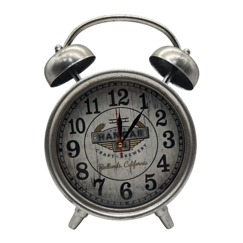 RELOJ DE MESA ANALOGICO HIERRO VINTAGE DECORATIVO PLATEADO S - 1