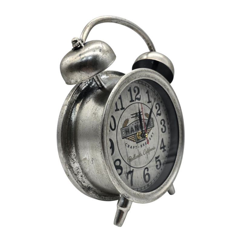 RELOJ DE MESA ANALOGICO HIERRO VINTAGE DECORATIVO PLATEADO S - 2