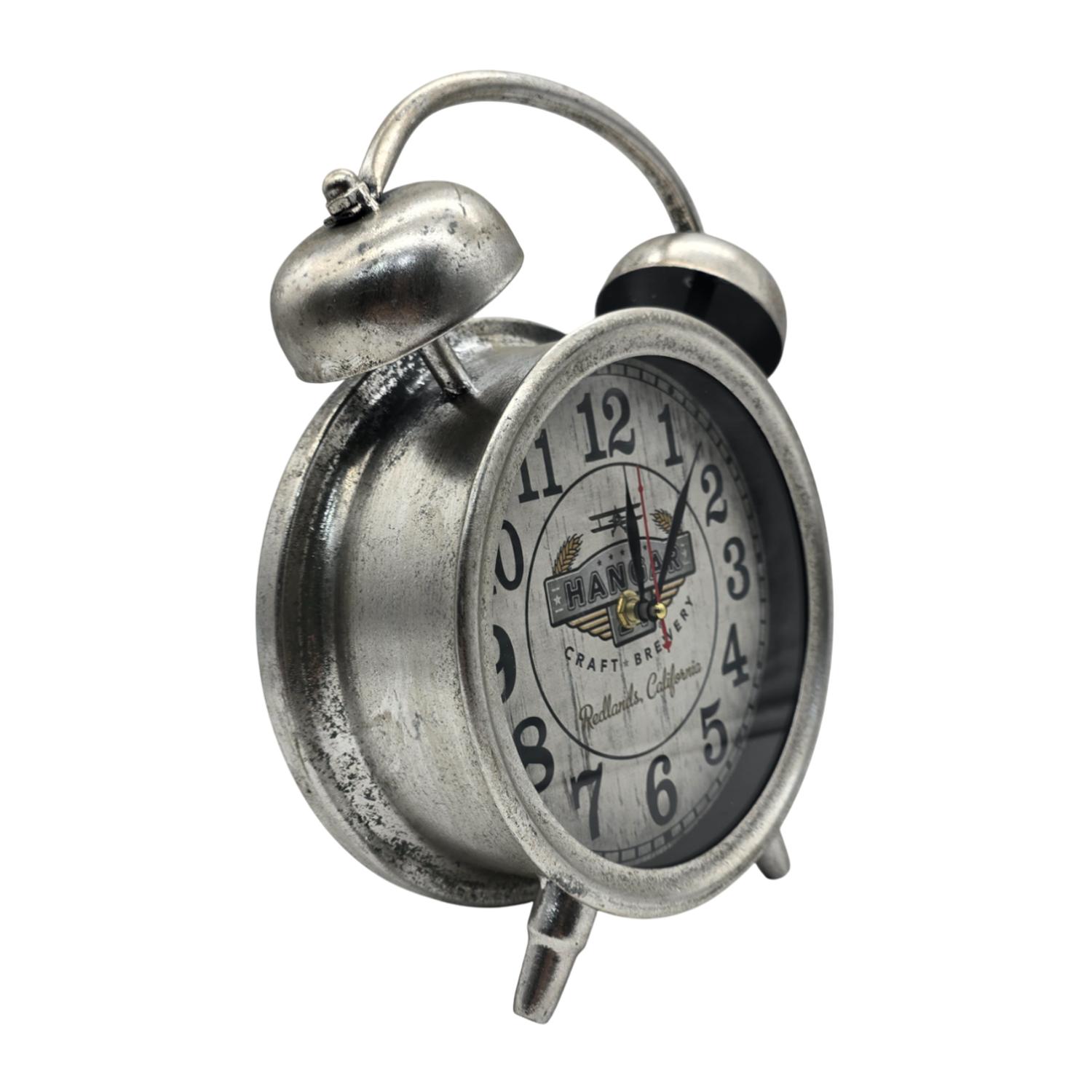 RELOJ DE MESA ANALOGICO HIERRO VINTAGE DECORATIVO PLATEADO S - 2