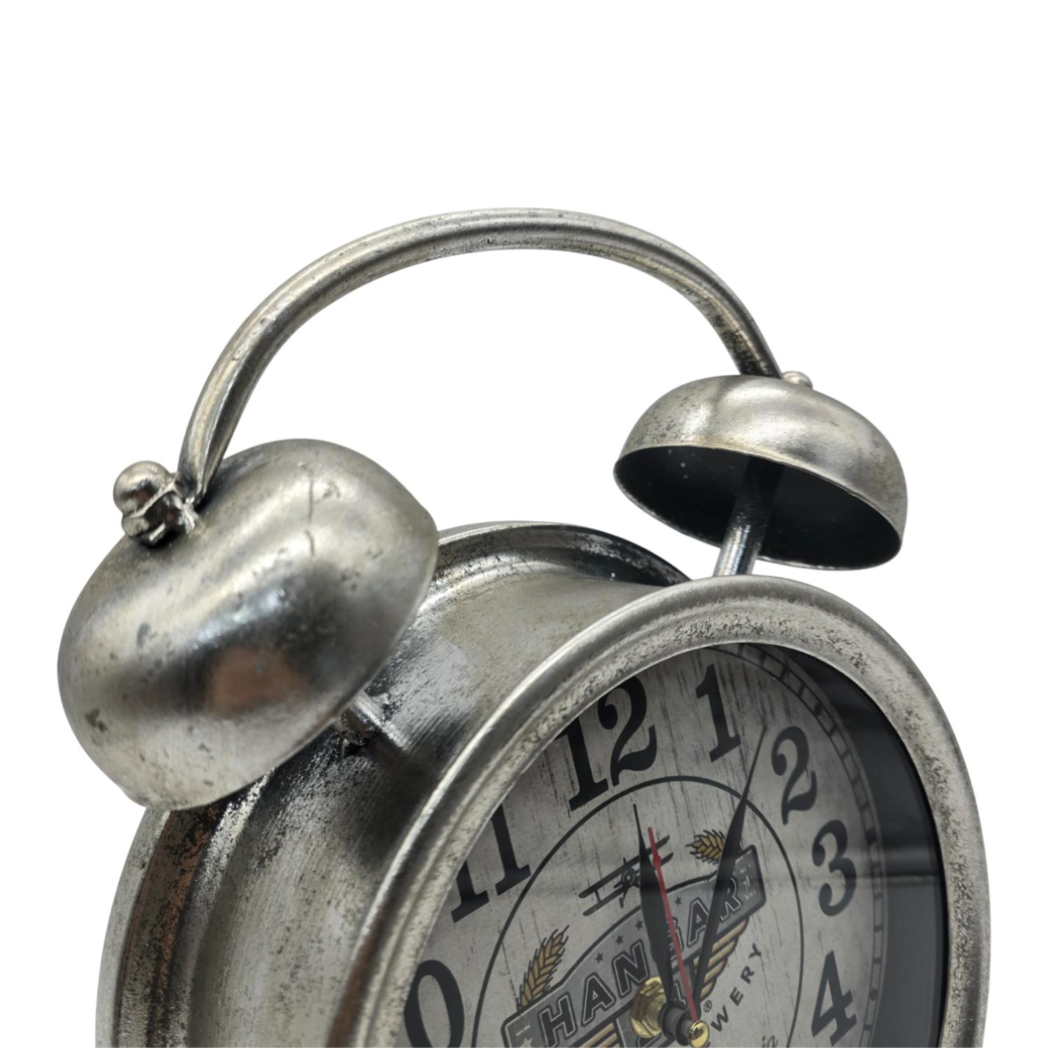 RELOJ DE MESA ANALOGICO HIERRO VINTAGE DECORATIVO PLATEADO S - 3