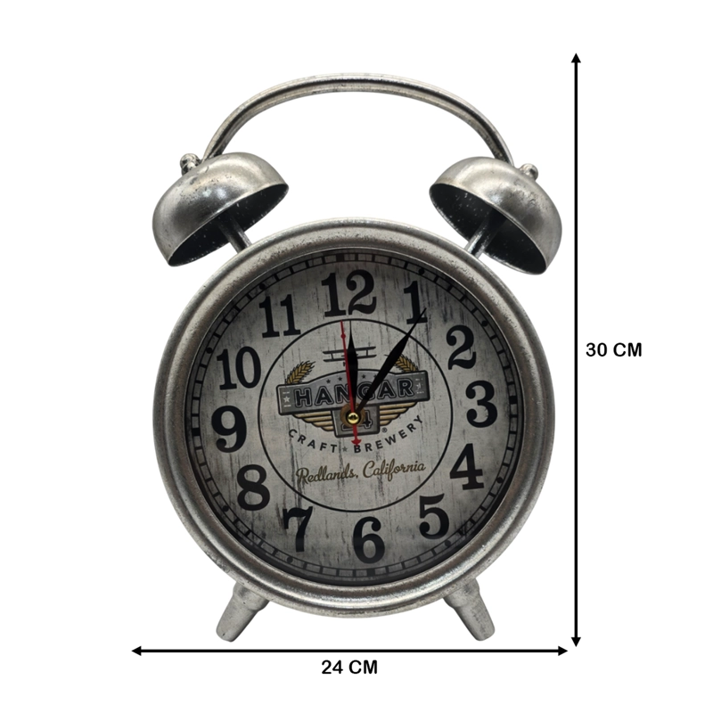 RELOJ DE MESA ANALOGICO HIERRO VINTAGE DECORATIVO PLATEADO S - 6