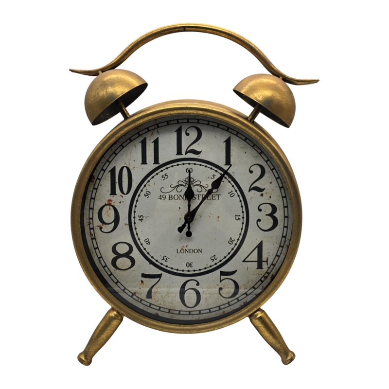 RELOJ DE MESA ANALOGICO HIERRO VINTAGE DECORATIVO DORADO M - 1
