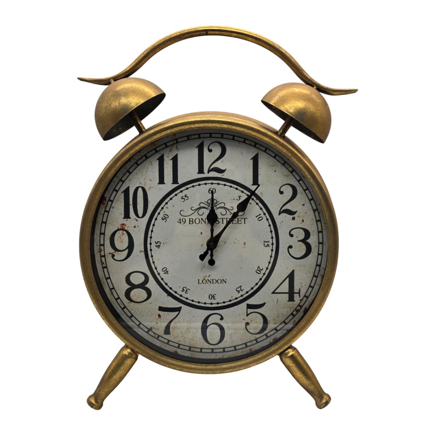 RELOJ DE MESA ANALOGICO HIERRO VINTAGE DECORATIVO DORADO M - 1