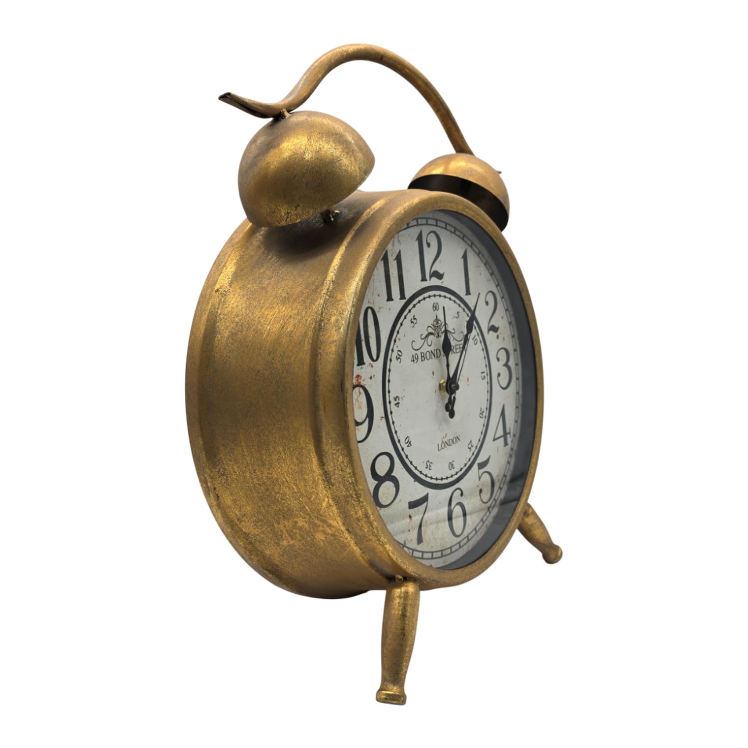 RELOJ DE MESA ANALOGICO HIERRO VINTAGE DECORATIVO DORADO M - 2