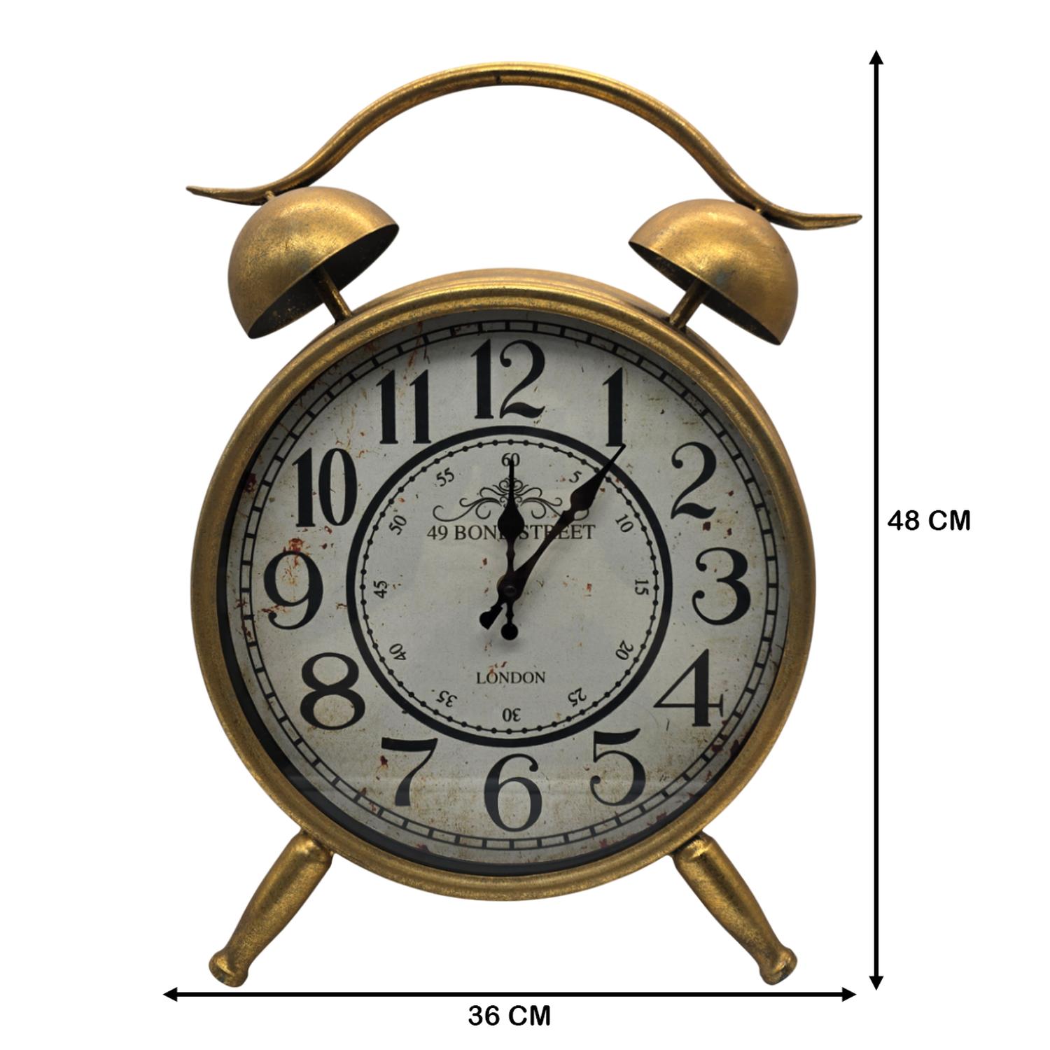 RELOJ DE MESA ANALOGICO HIERRO VINTAGE DECORATIVO DORADO M - 3