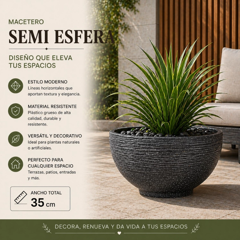 MACETERO PLASTICO SEMI ESFERA PREMIUM DISEÑO A RAYAS S - 2