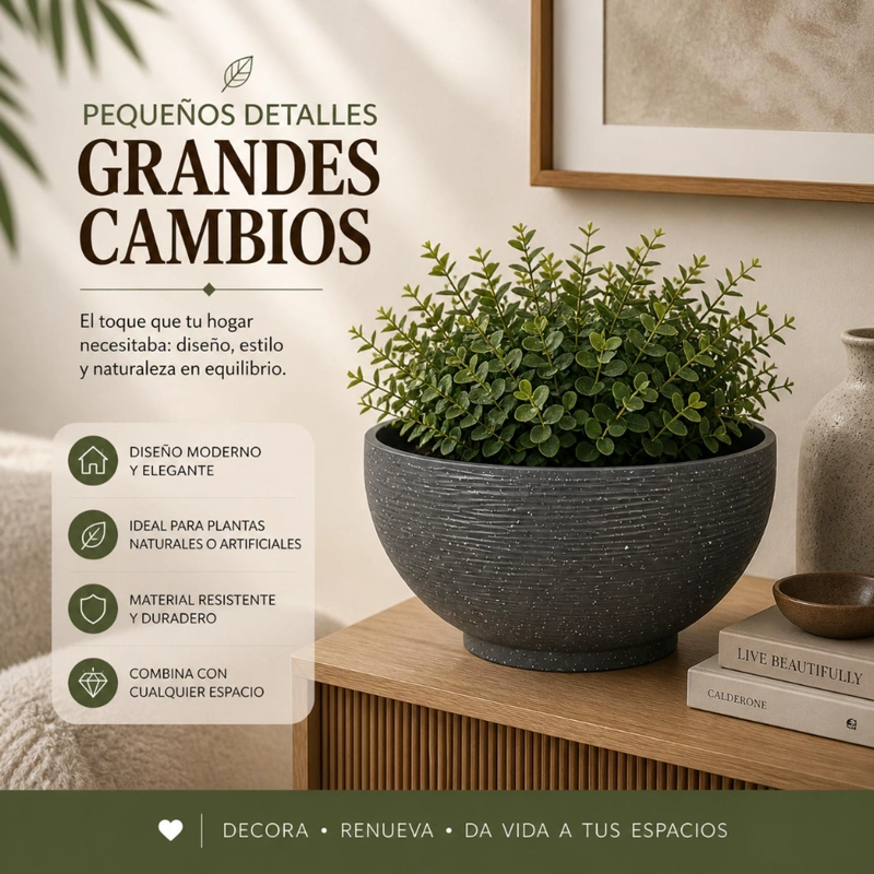 MACETERO PLASTICO SEMI ESFERA PREMIUM DISEÑO A RAYAS S - 3