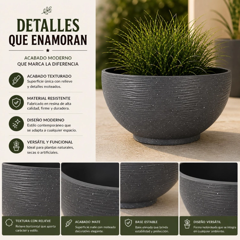 MACETERO PLASTICO SEMI ESFERA PREMIUM DISEÑO A RAYAS S - 6