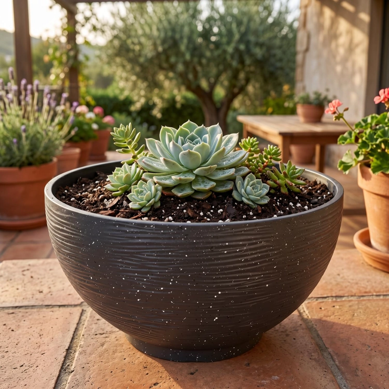MACETERO PLASTICO SEMI ESFERA PREMIUM DISEÑO A RAYAS S - 8