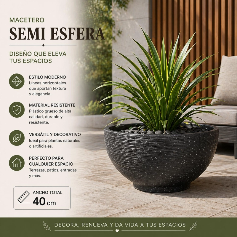 MACETERO PLASTICO SEMI ESFERA PREMIUM DISEÑO A RAYAS M - 4