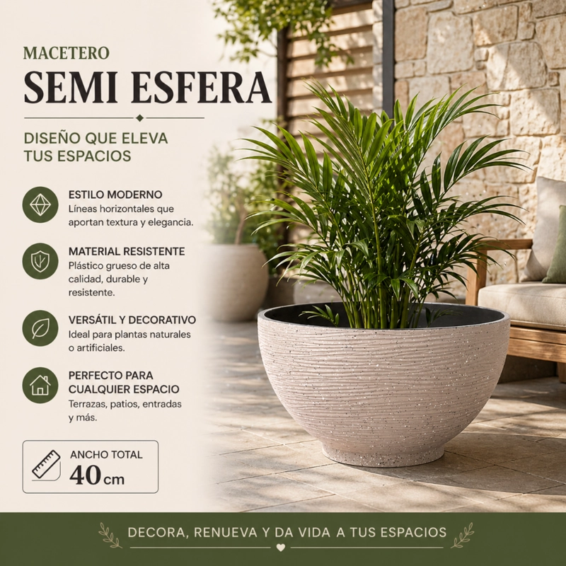 MACETERO PLASTICO SEMI ESFERA PREMIUM DISEÑO A RAYAS M - 4