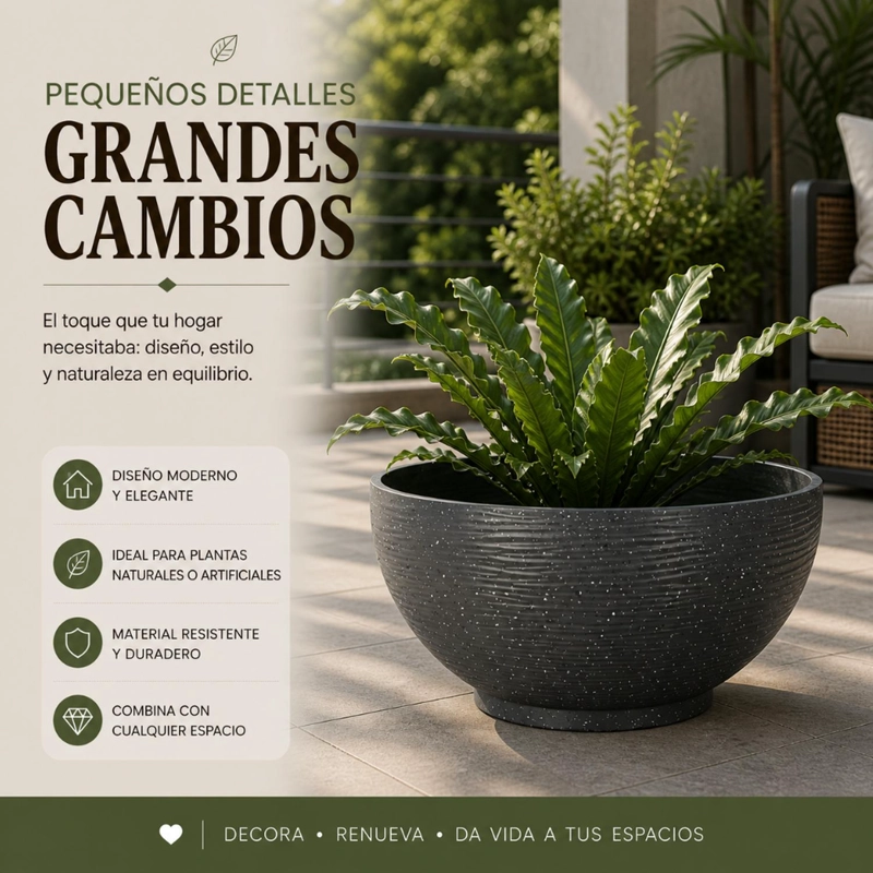 MACETERO PLASTICO SEMI ESFERA PREMIUM DISEÑO A RAYAS M - 5