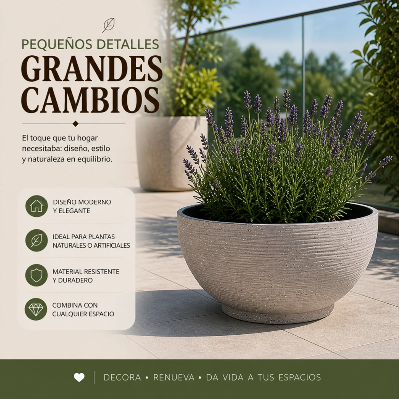 MACETERO PLASTICO SEMI ESFERA PREMIUM DISEÑO A RAYAS M - 5