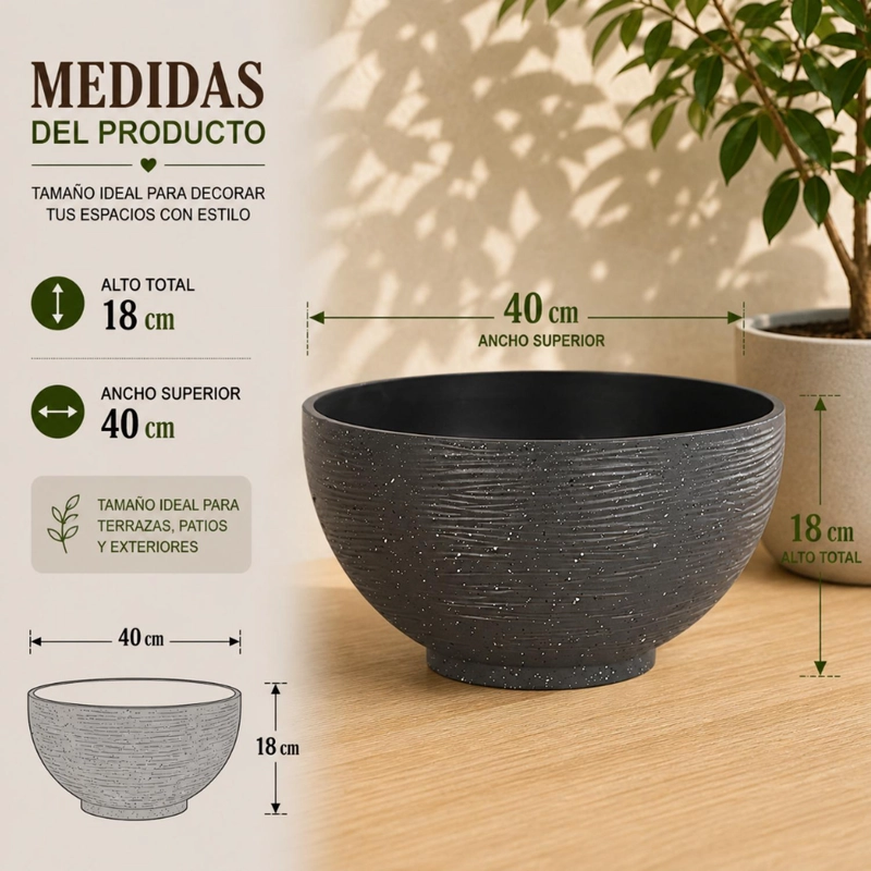 MACETERO PLASTICO SEMI ESFERA PREMIUM DISEÑO A RAYAS M - 6