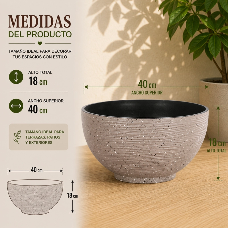 MACETERO PLASTICO SEMI ESFERA PREMIUM DISEÑO A RAYAS M - 6