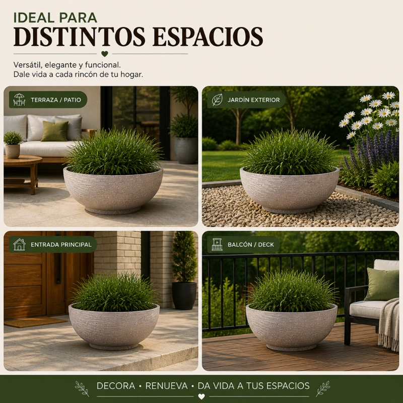 MACETERO PLASTICO SEMI ESFERA PREMIUM DISEÑO A RAYAS M - 7