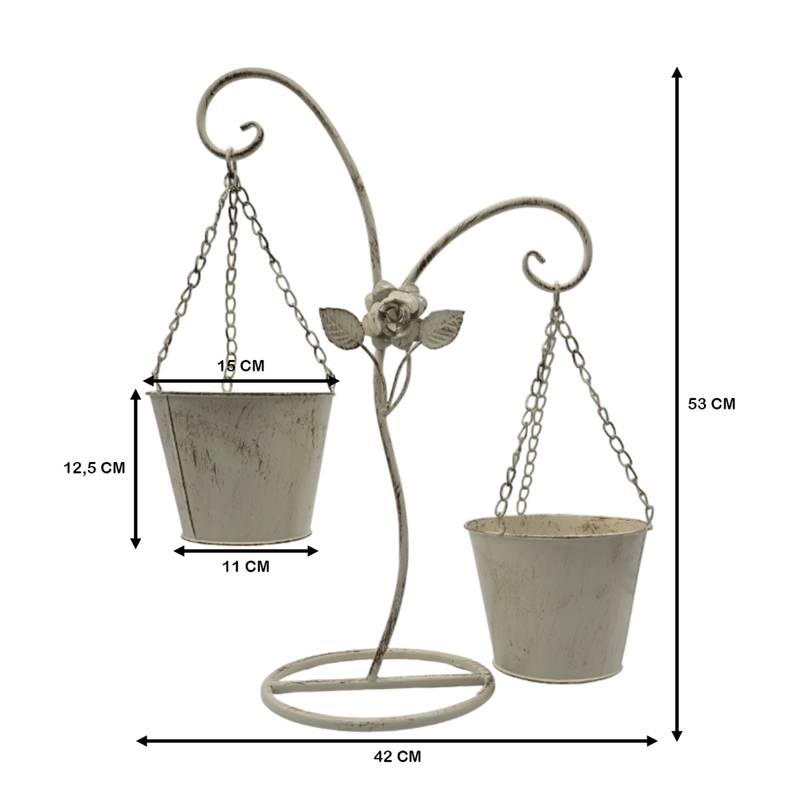 PORTA MACETERO PEDESTAL COLGANTE BEIGE VINTAGE MACETA PLANTA - 2