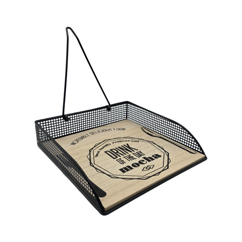PORTA SERVILLETAS SERVILLETERO METAL Y MADERA DISEÑO BISTRO - 3