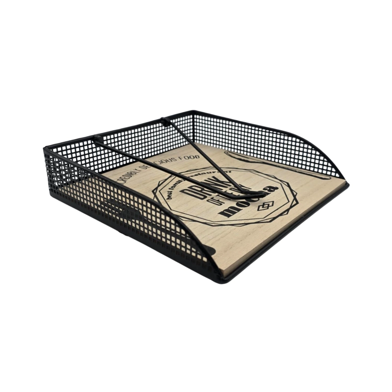 PORTA SERVILLETAS SERVILLETERO METAL Y MADERA DISEÑO BISTRO - 5