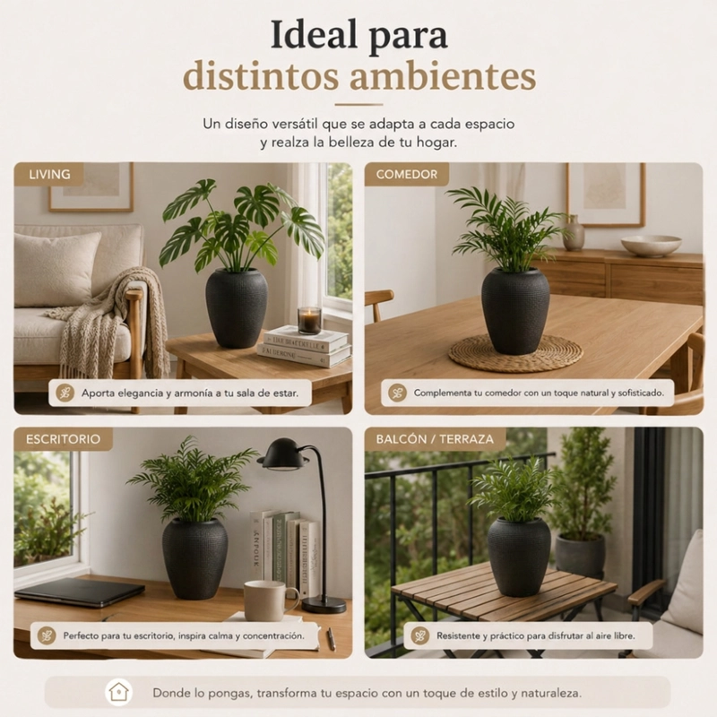 SET 2 MACETEROS PLASTICO REDONDO OVALADO MODERNO TEXTURA M - 8