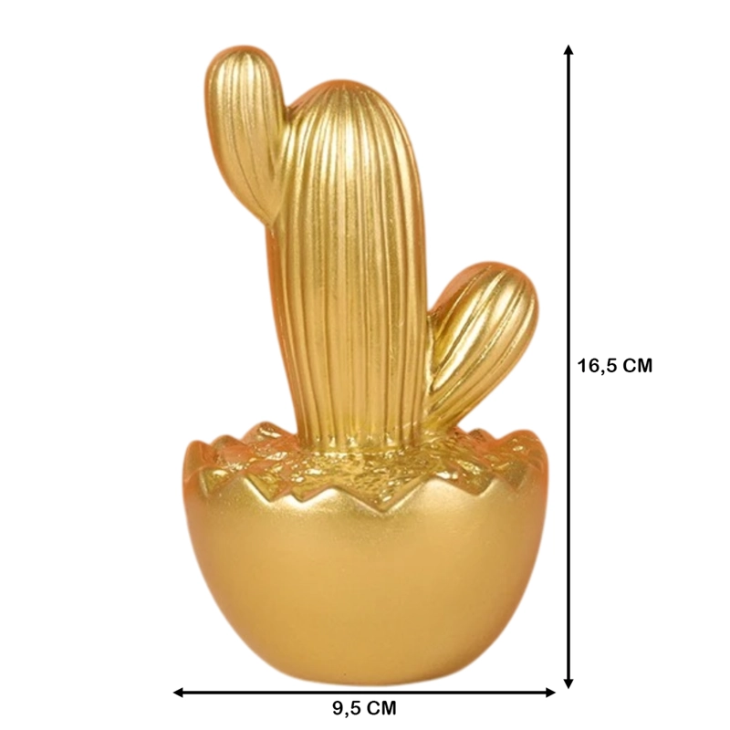 ADORNO CACTUS DE RESINA DORADO DECORACION MESA OFICINA D3 - 6
