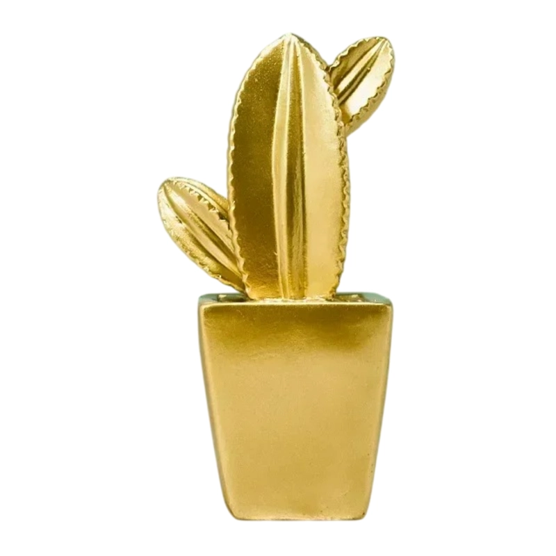 ADORNO CACTUS DE RESINA DORADO DECORACION MESA OFICINA D2 - 1