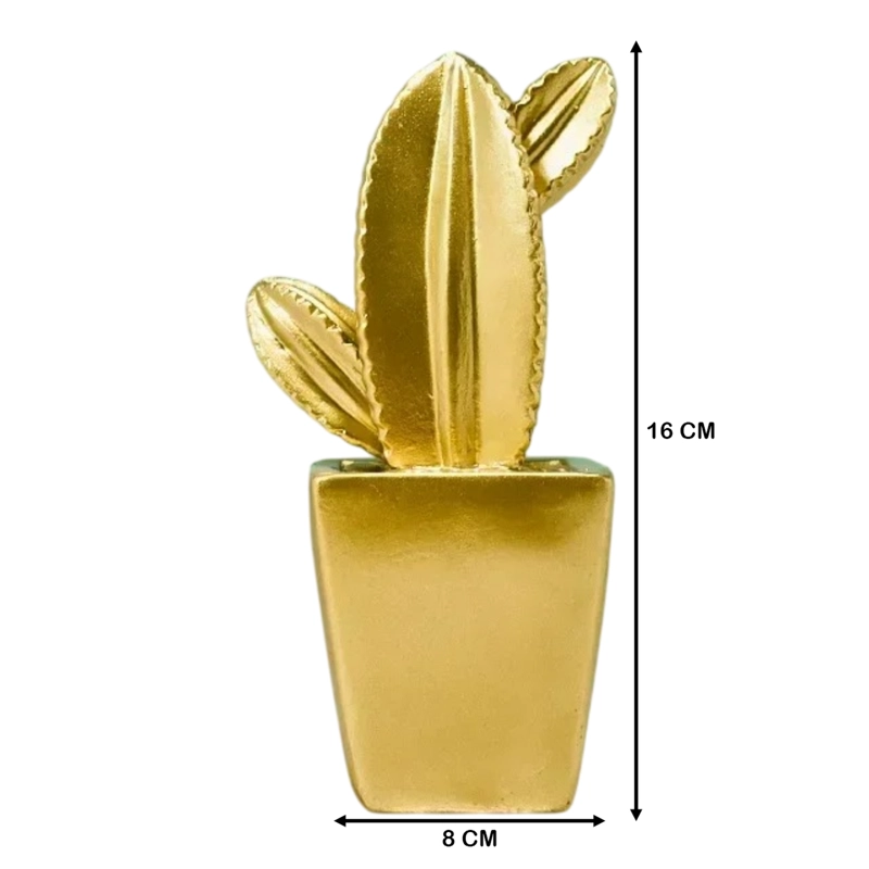 ADORNO CACTUS DE RESINA DORADO DECORACION MESA OFICINA D2 - 2