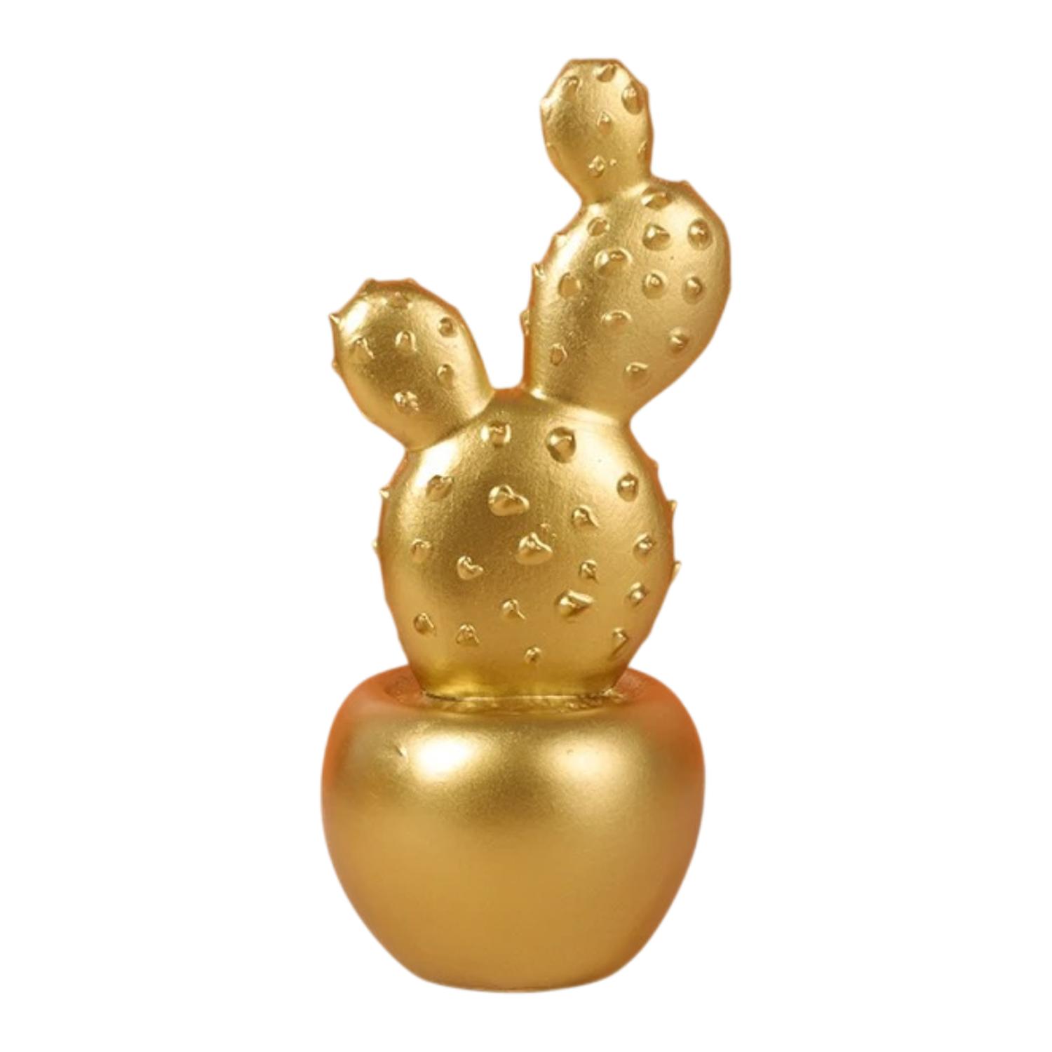 ADORNO CACTUS DE RESINA DORADO DECORACION MESA OFICINA D1 - 1