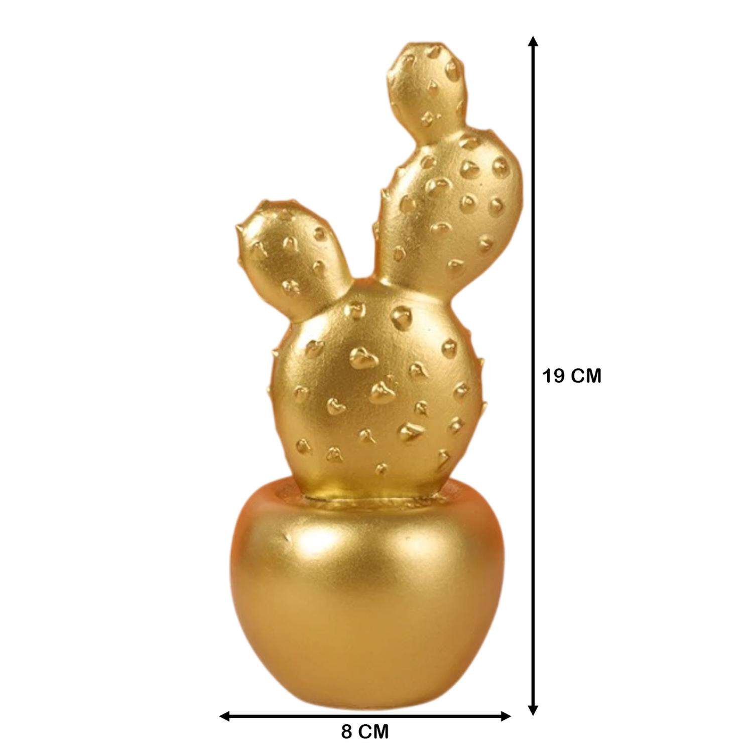 ADORNO CACTUS DE RESINA DORADO DECORACION MESA OFICINA D1 - 2