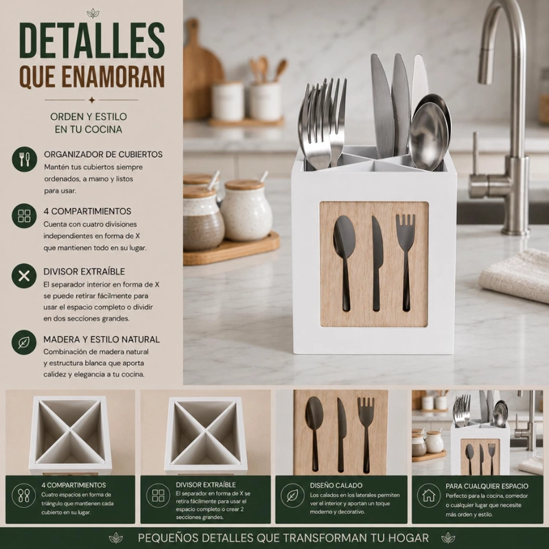 ORGANIZADOR DE SERVICIOS CUBIERTOS DE COCINA PORTA SERVICIOS - 9