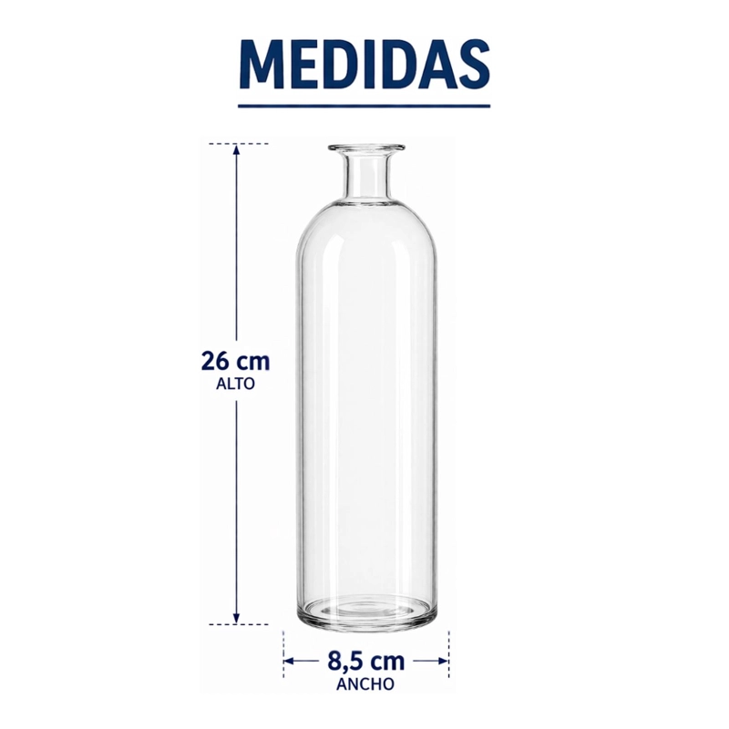 FLORERO BOTELLA DE VIDRIO DECORATIVO TRANSPARENTE L - 9