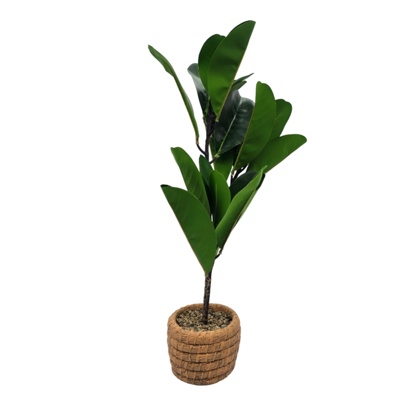 PLANTA ARTIFICIAL MACETERO DE CEMENTO NARANJO HOJAS VERDES - 1