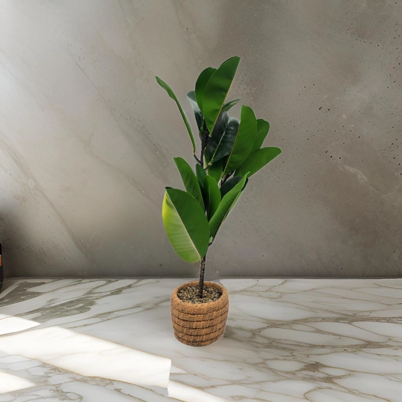 PLANTA ARTIFICIAL MACETERO DE CEMENTO NARANJO HOJAS VERDES - 3