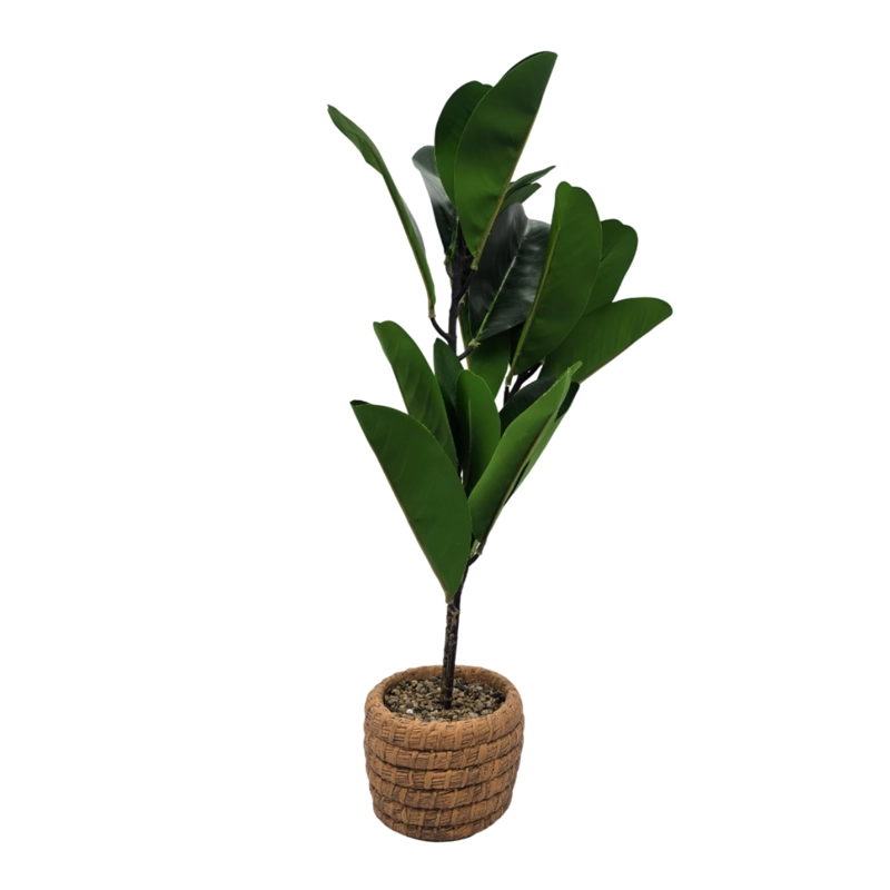 PLANTA ARTIFICIAL MACETERO DE CEMENTO NARANJO HOJAS VERDES - 4
